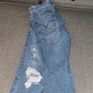 Levi's Blue Boyfriend Jeans Distressed Casual